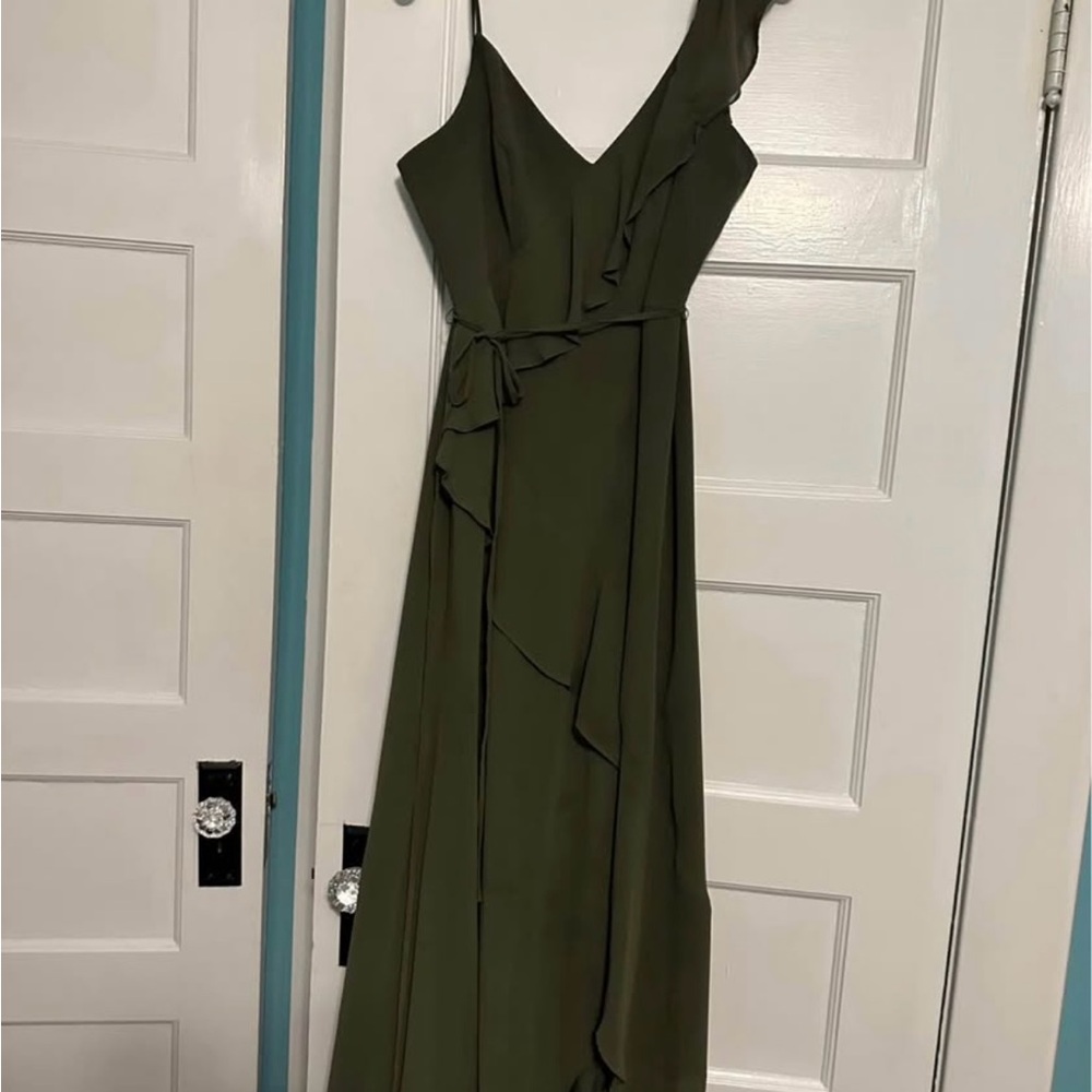 White by Vera Wang Asymmetrical Olive Dress